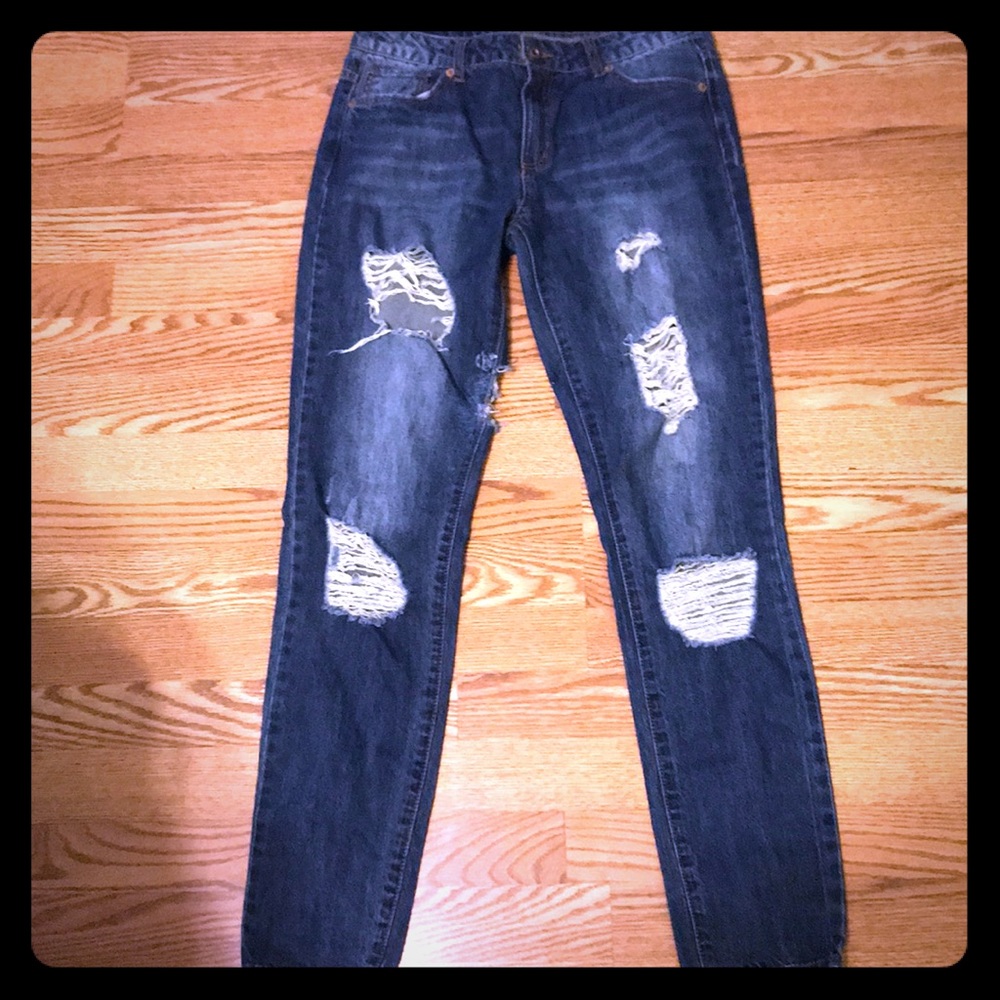 Forever 21 Dark Wash Jeans Distressed Denim Sz 27